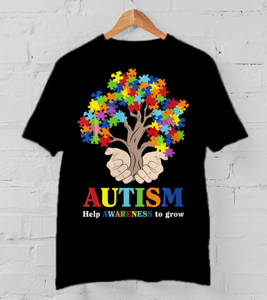 AUTISM Help Awareness To Grow With Puzzle Piece Tree T-Shirt