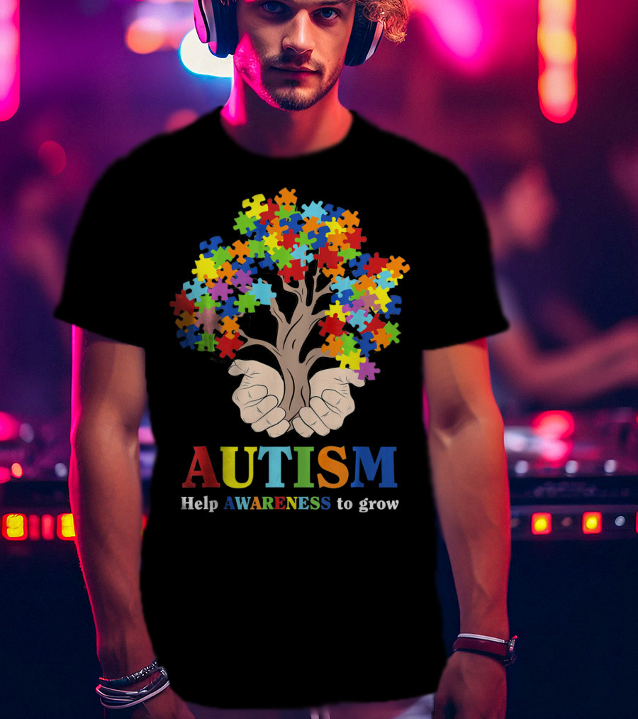 AUTISM Help Awareness To Grow With Puzzle Piece Tree T-Shirt