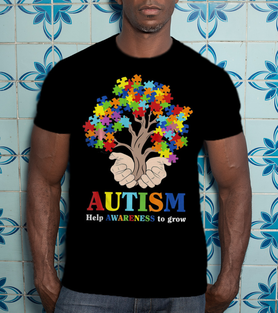 AUTISM Help Awareness To Grow With Puzzle Piece Tree T-Shirt