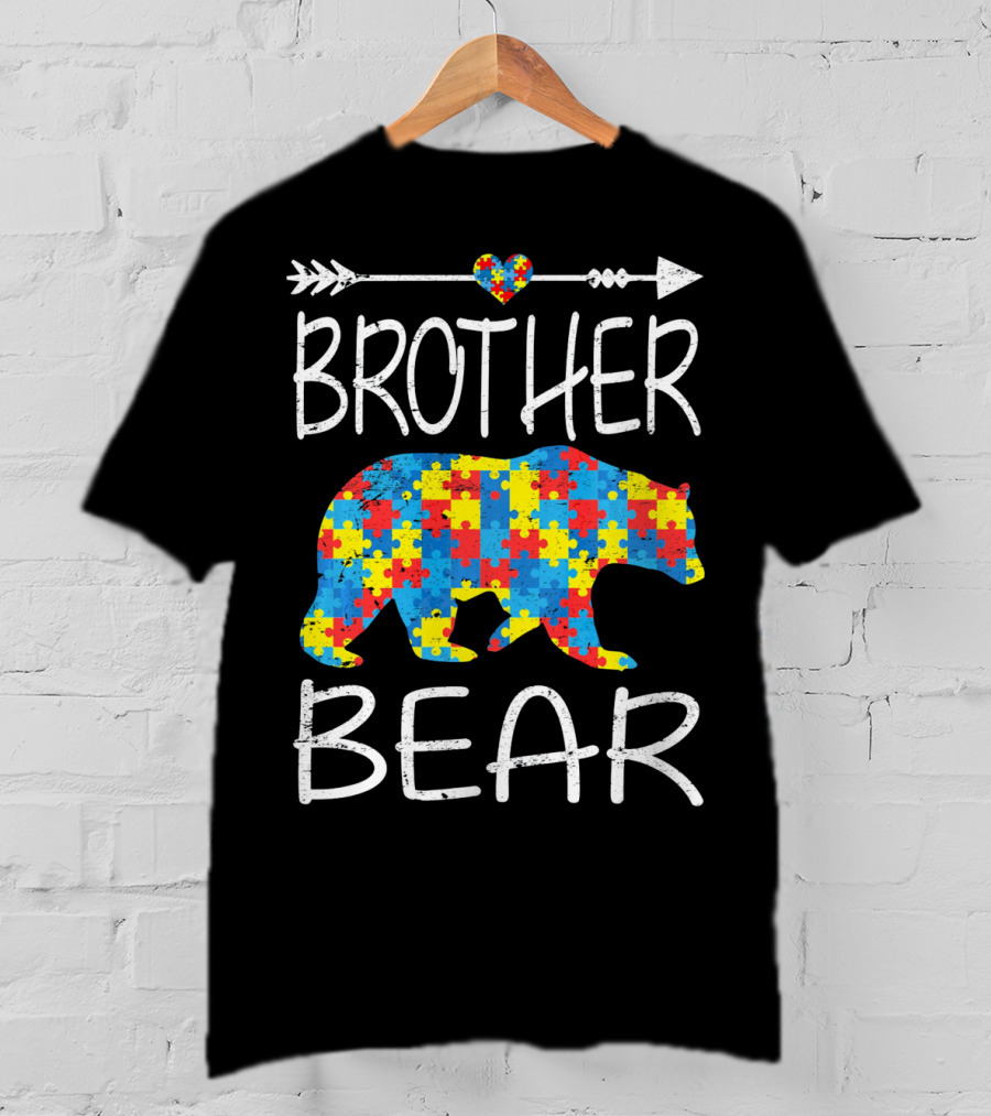 BROTHER BEAR Autism Awareness Arrow Puzzle Heart T-Shirt
