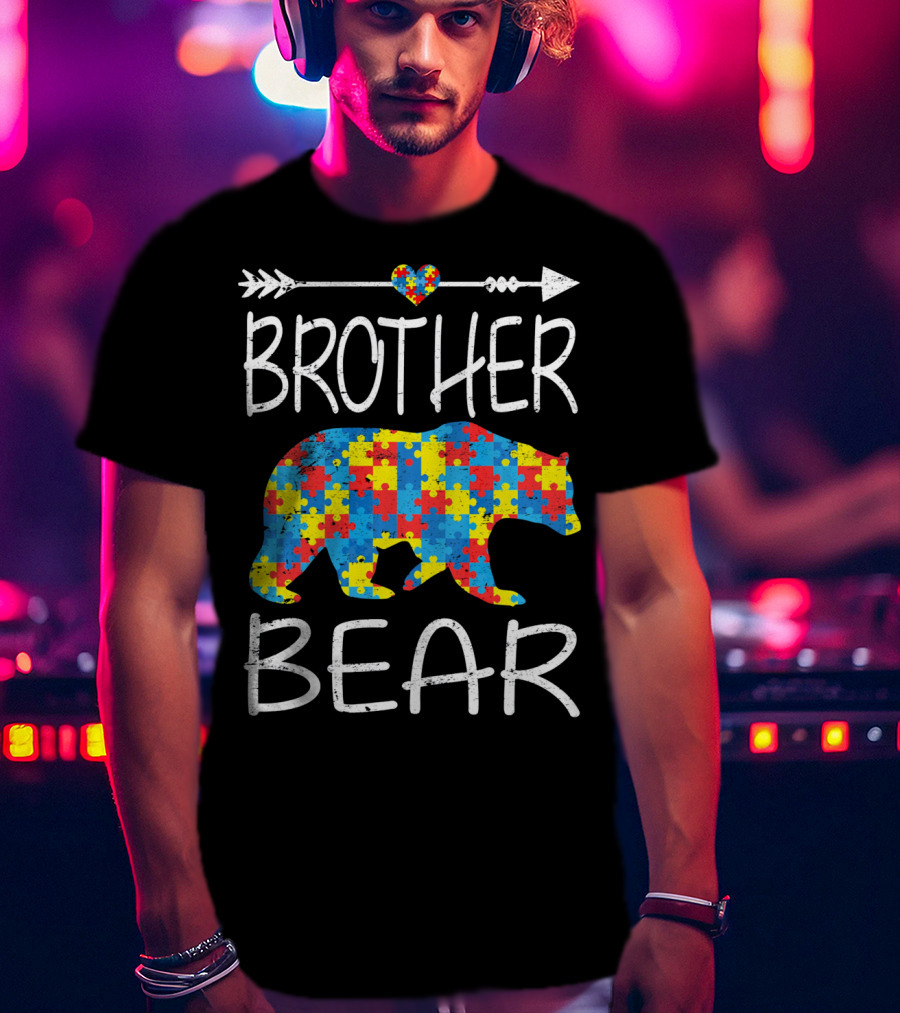 BROTHER BEAR Autism Awareness Arrow Puzzle Heart T-Shirt