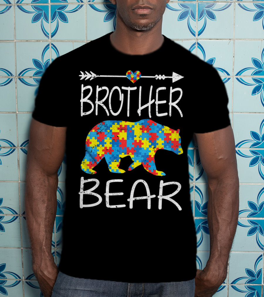 BROTHER BEAR Autism Awareness Arrow Puzzle Heart T-Shirt