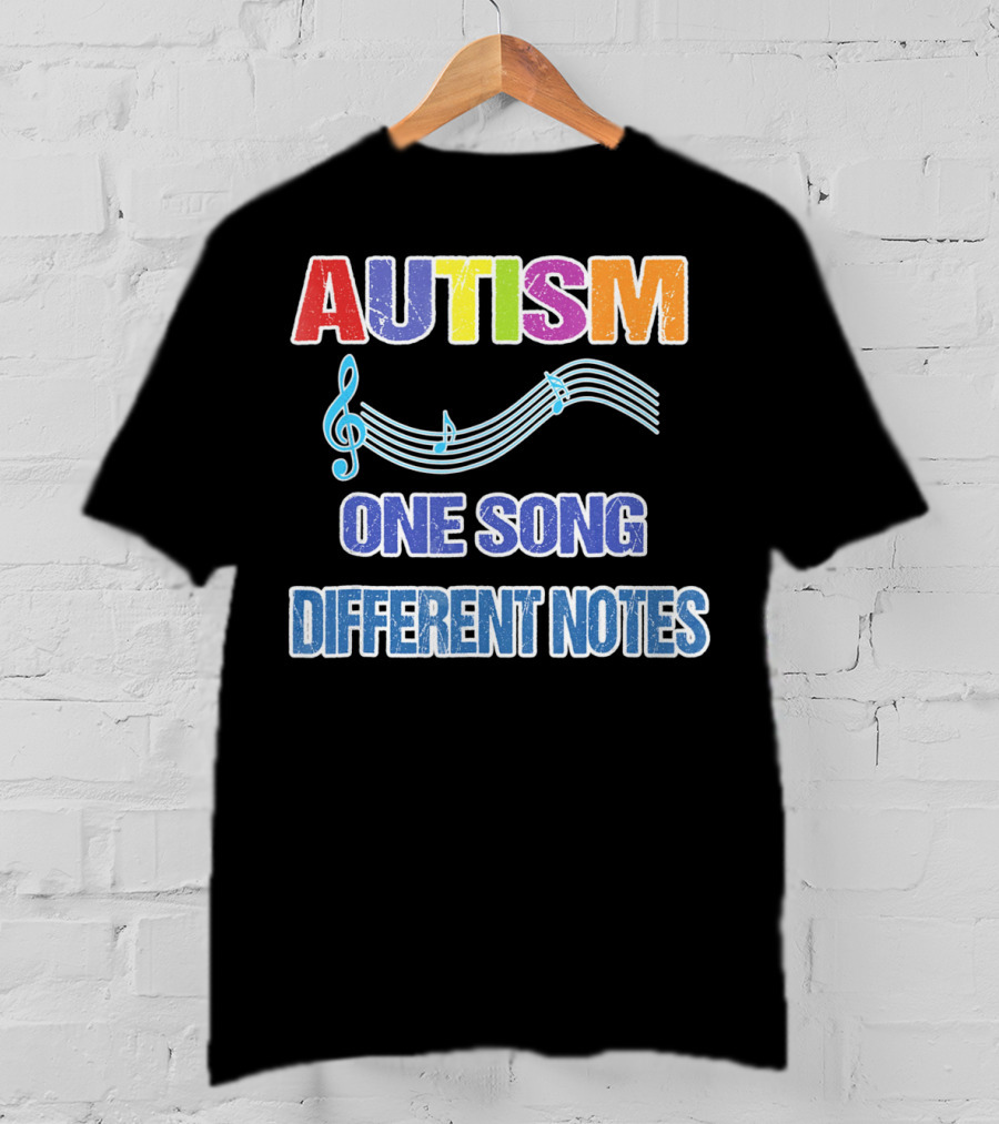 Autism One Song Different Notes Musical Clef T-Shirt