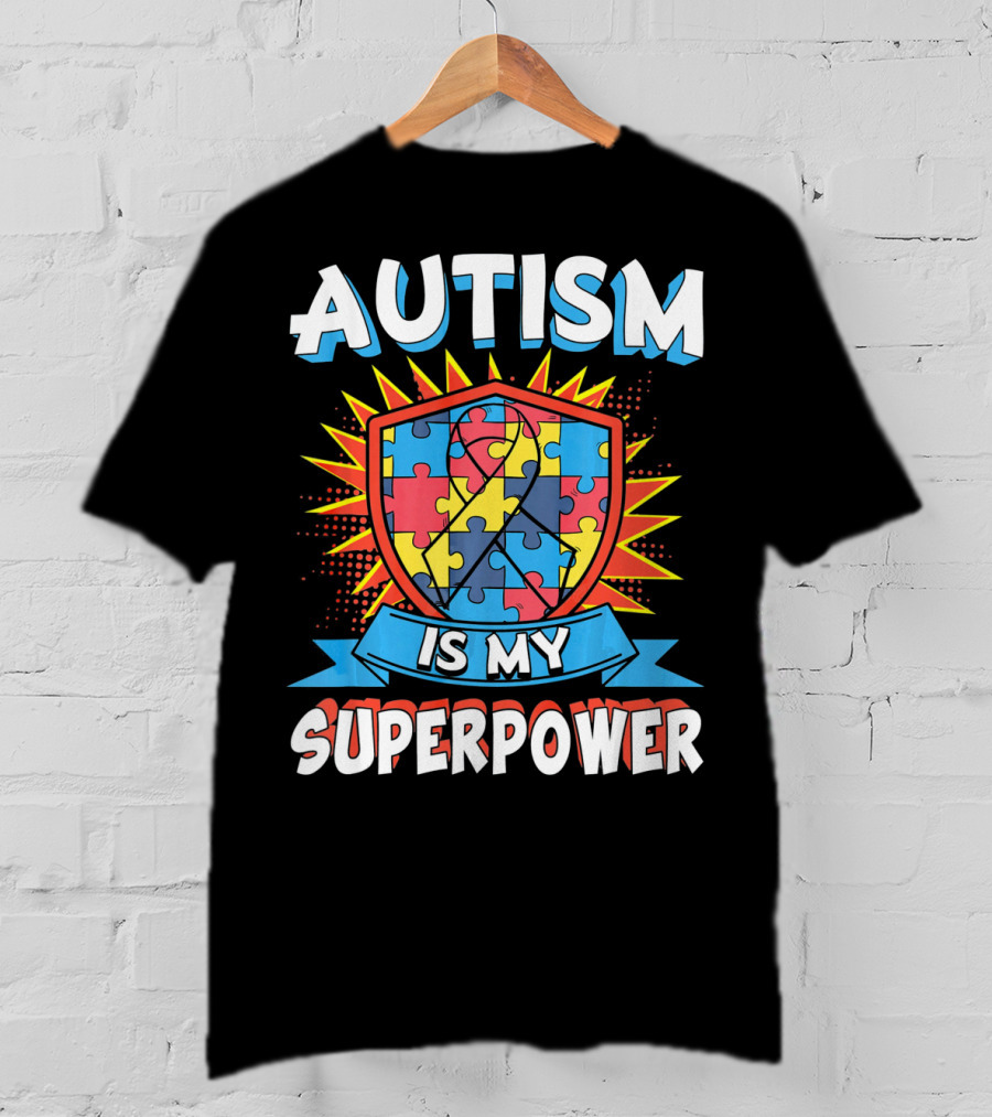 Autism Is My Superpower Puzzle Shield T-Shirt
