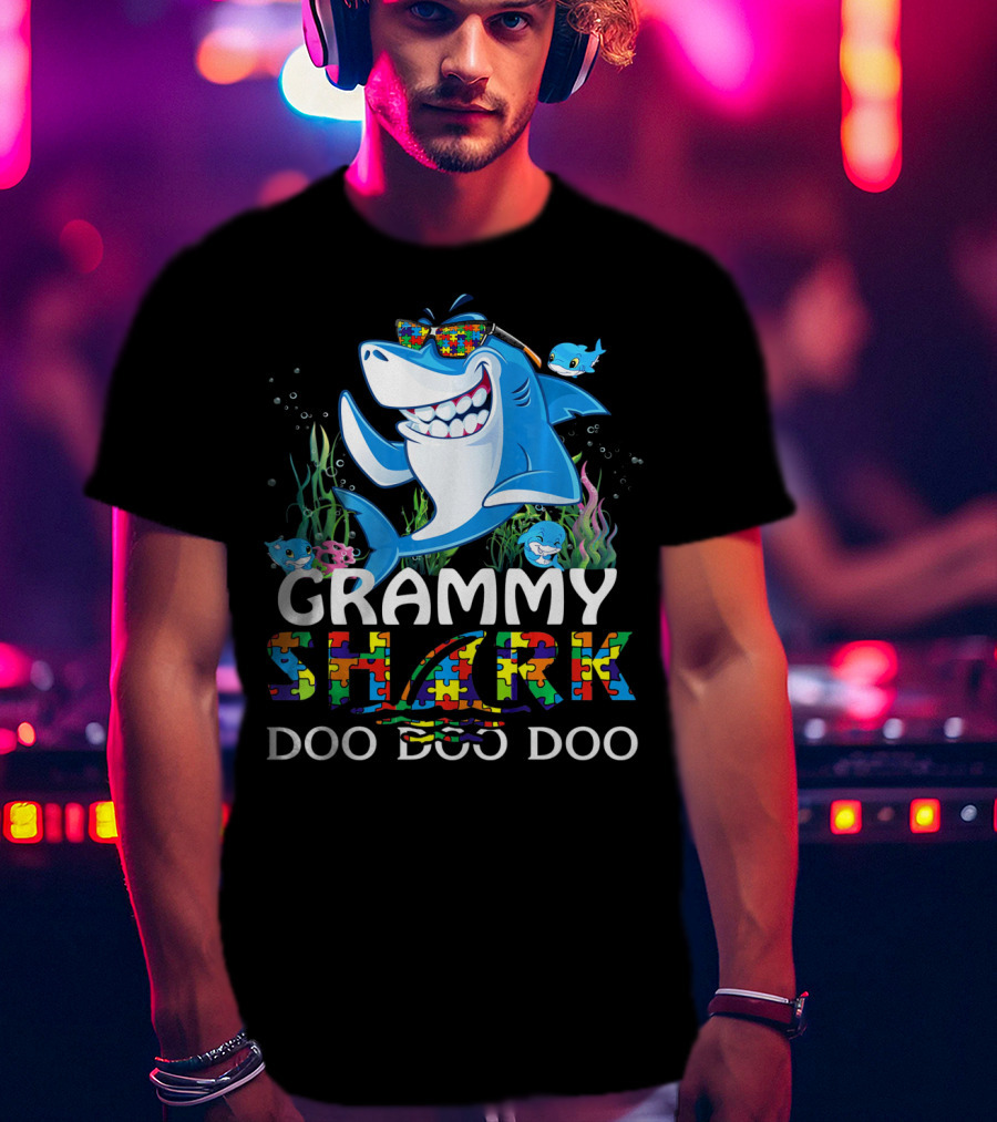 Grammy Shark Autism Awareness Doo Doo Doo T-Shirt