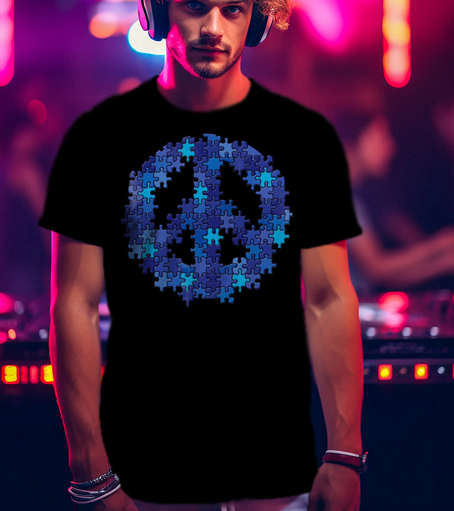 Puzzle Peace Sign Autism Spectrum Asperger T-Shirt