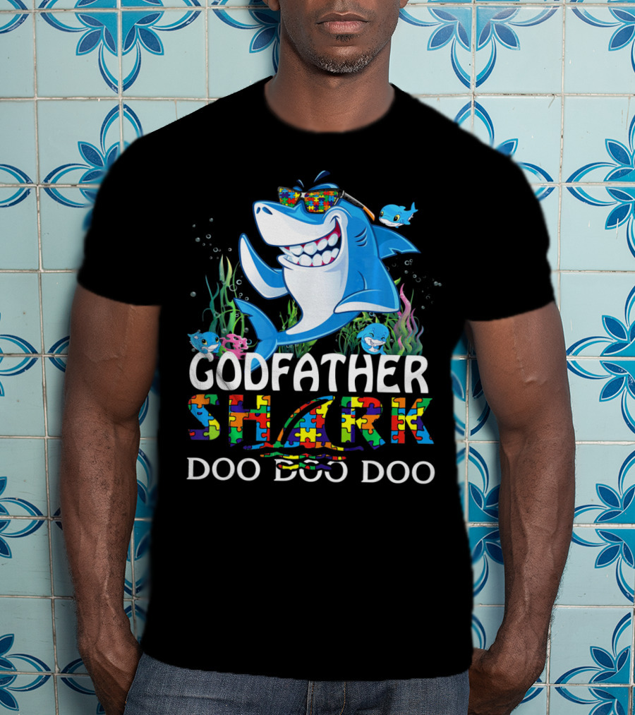 Godfather Shark Doo Doo Doo Autism Awareness T-Shirt