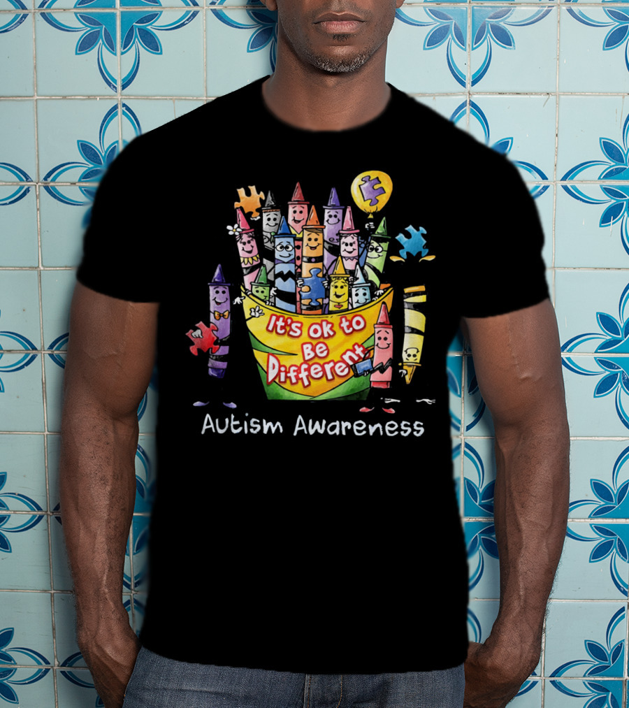 It's Ok To Be Different Autism Awareness Crayons Puzzle Balloon T-Shirt