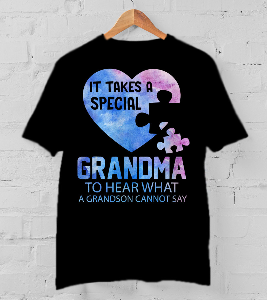 It Takes A Special Grandma To Hear What A Grandson Cannot Say Heart Puzzle Valentine T-Shirt