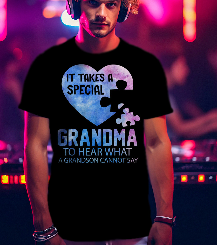 It Takes A Special Grandma To Hear What A Grandson Cannot Say Heart Puzzle Valentine T-Shirt