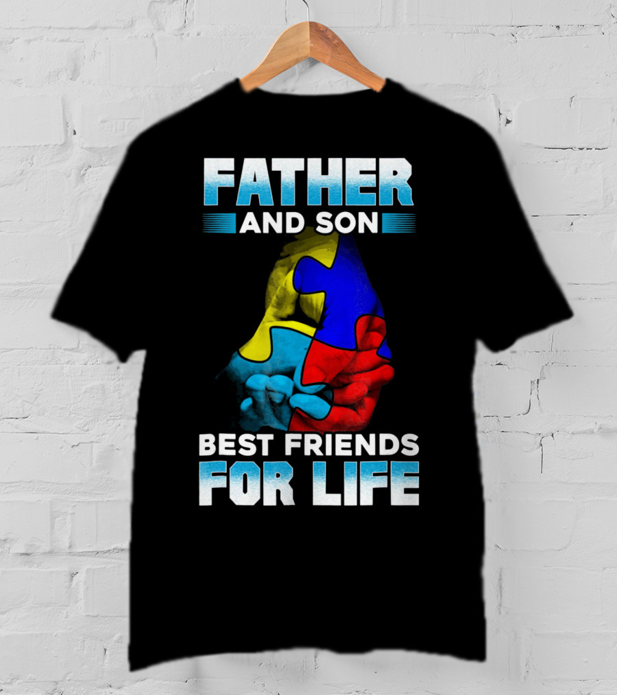 Father And Son Best Friends For Life Puzzle Autism Awareness T-Shirt