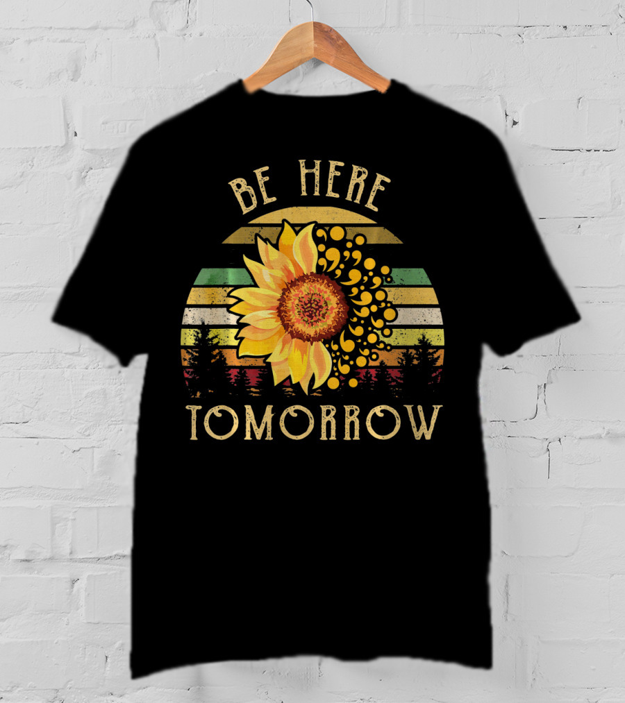 Be Here Tomorrow Sunflower Vintage Stripes T-Shirt