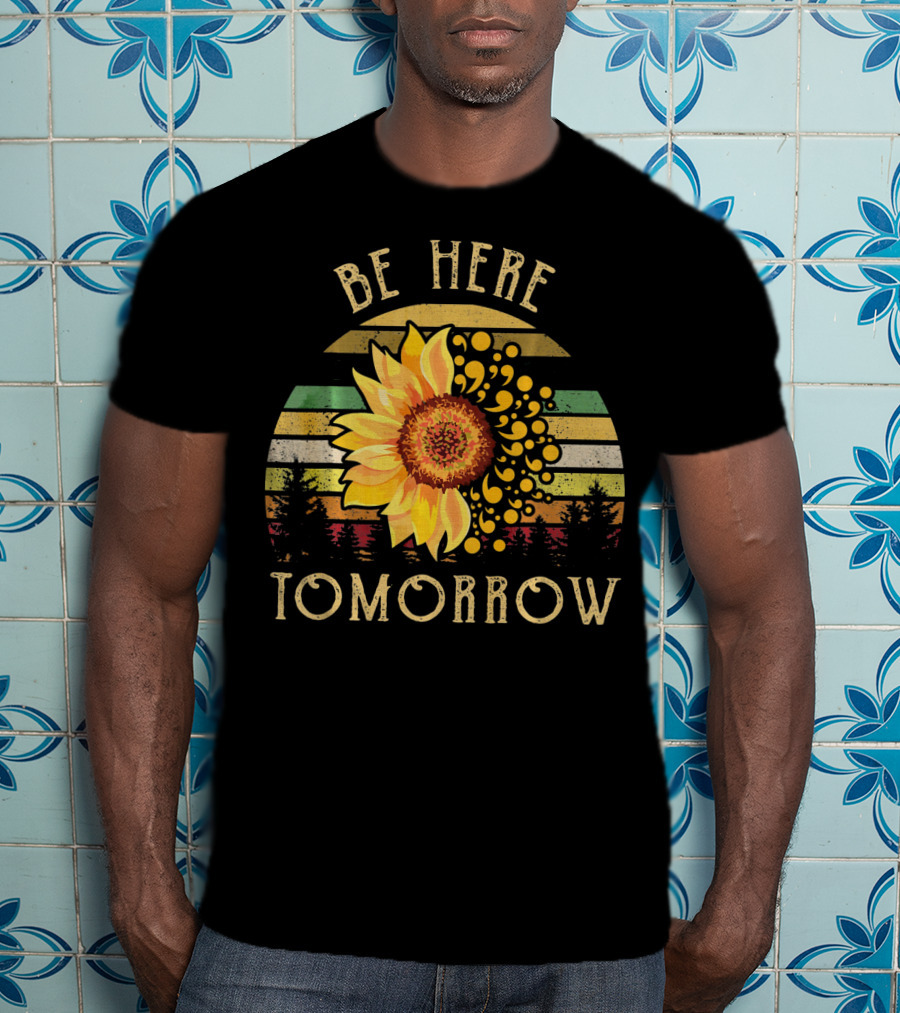 Be Here Tomorrow Sunflower Vintage Stripes T-Shirt