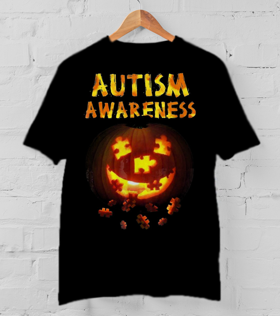 Autism Awareness Halloween Pumpkin Puzzle T-Shirt