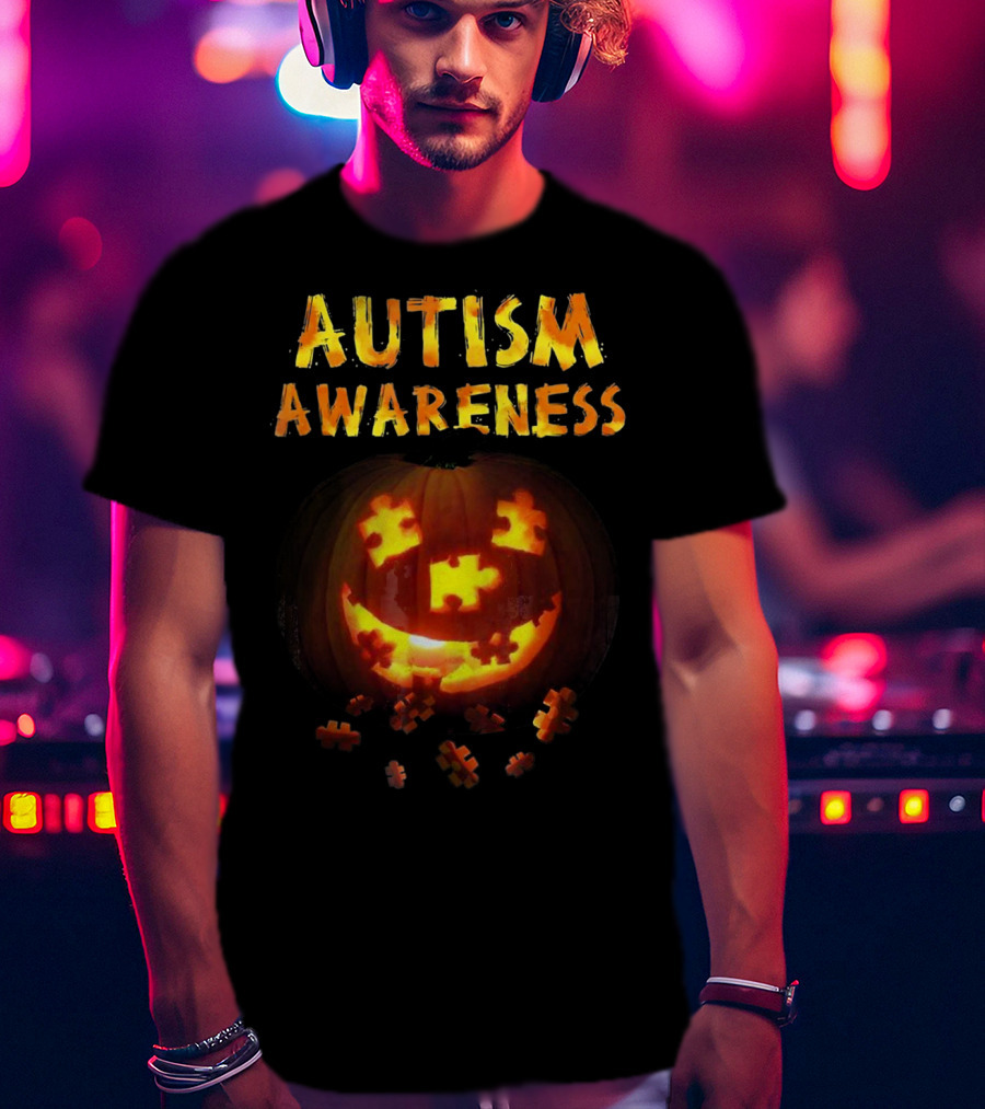 Autism Awareness Halloween Pumpkin Puzzle T-Shirt