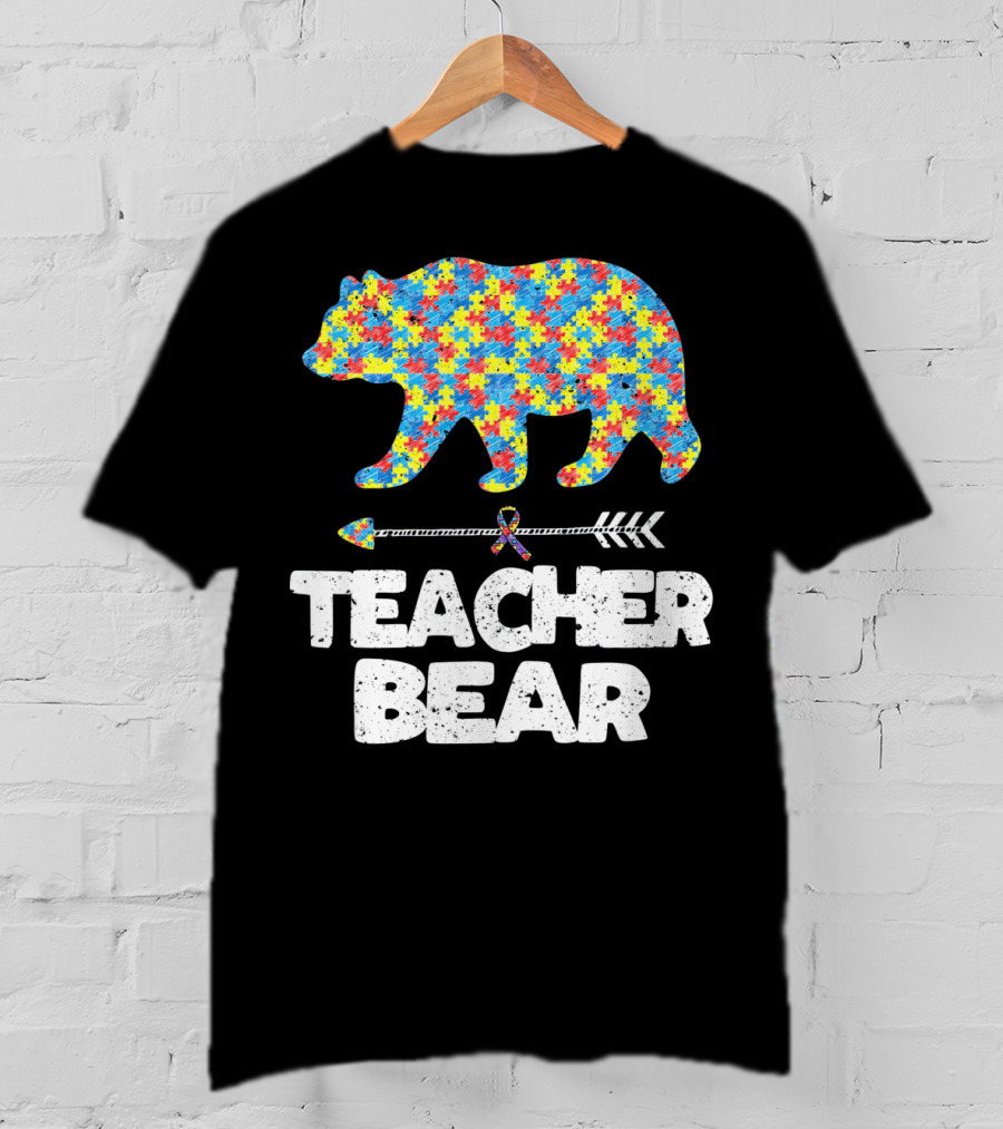 TEACHER BEAR Autism Puzzle Bear With Arrow T-Shirt