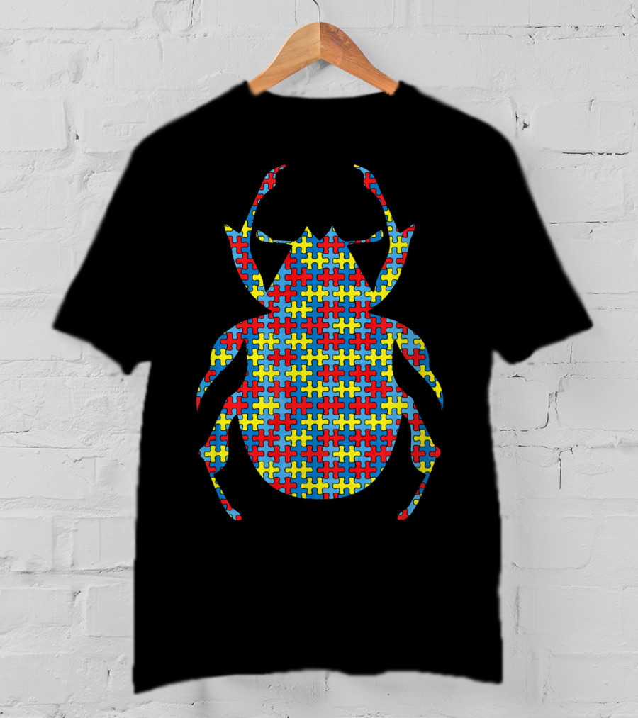 Beetle Autism Awareness Puzzle Kids Ladybug T-Shirt