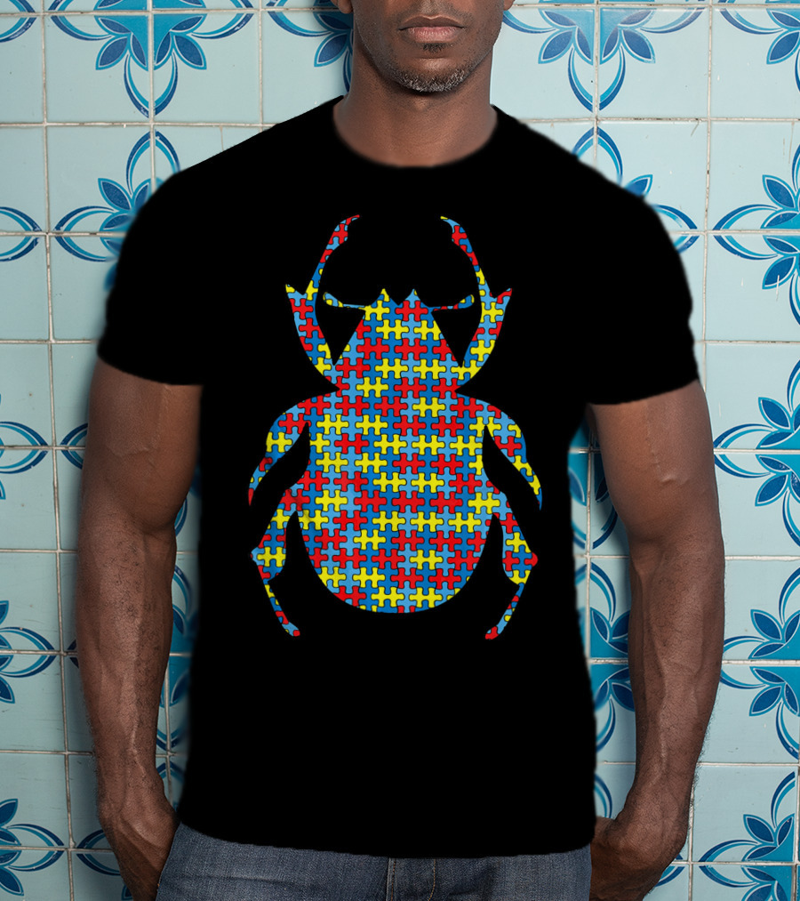 Beetle Autism Awareness Puzzle Kids Ladybug T-Shirt