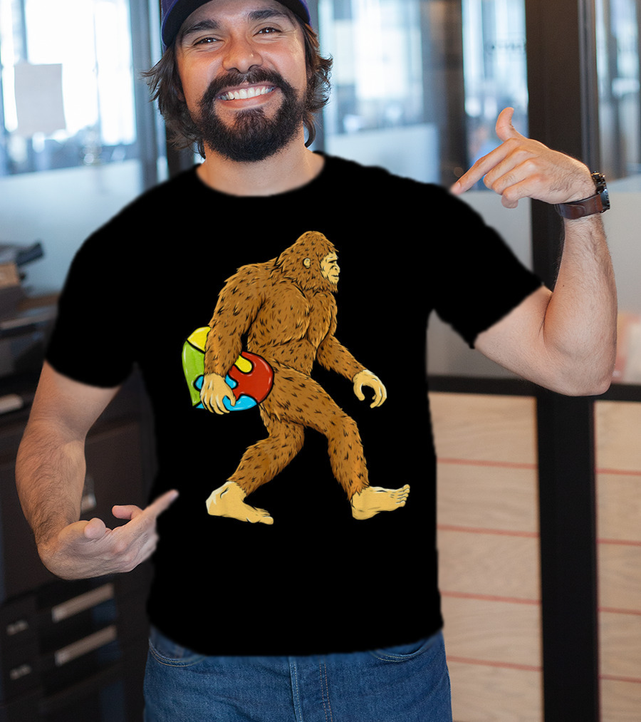 Autism Awareness Bigfoot Carrying Puzzle Heart T-Shirt