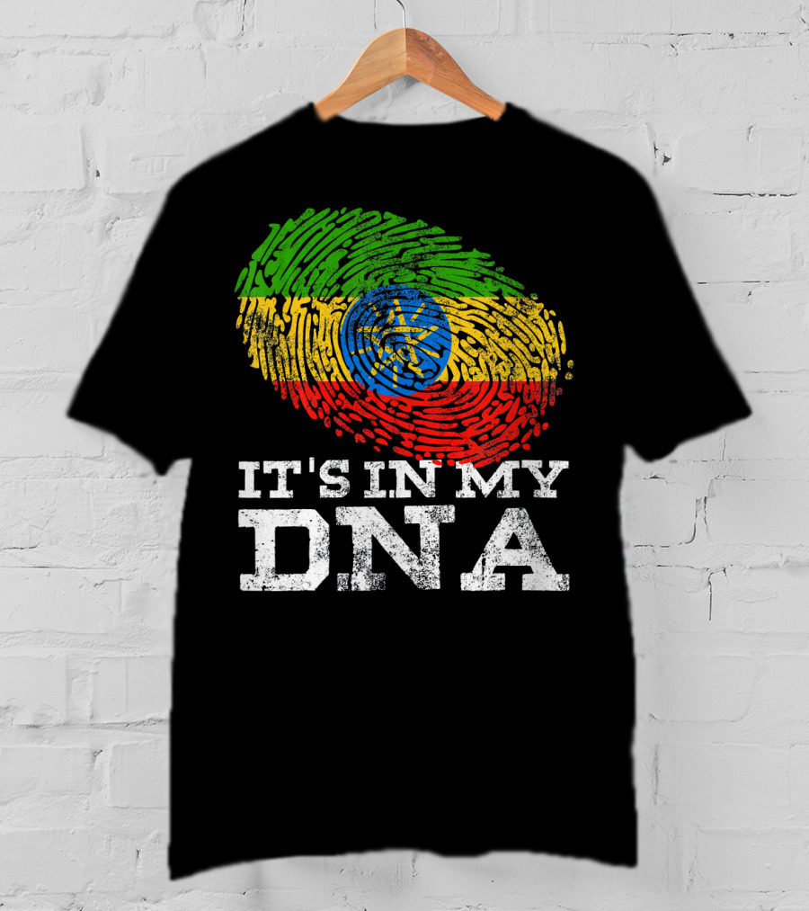 It's In My DNA Ethiopian Flag Fingerprint T-Shirt