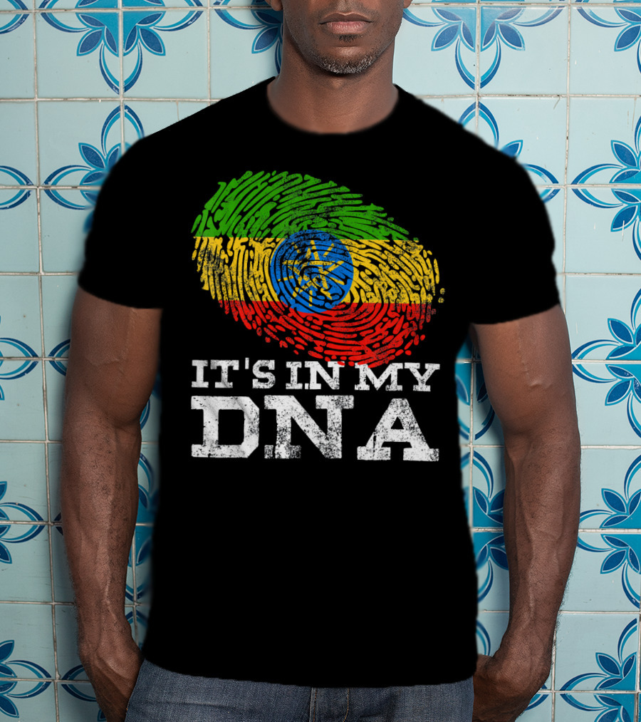 It's In My DNA Ethiopian Flag Fingerprint T-Shirt