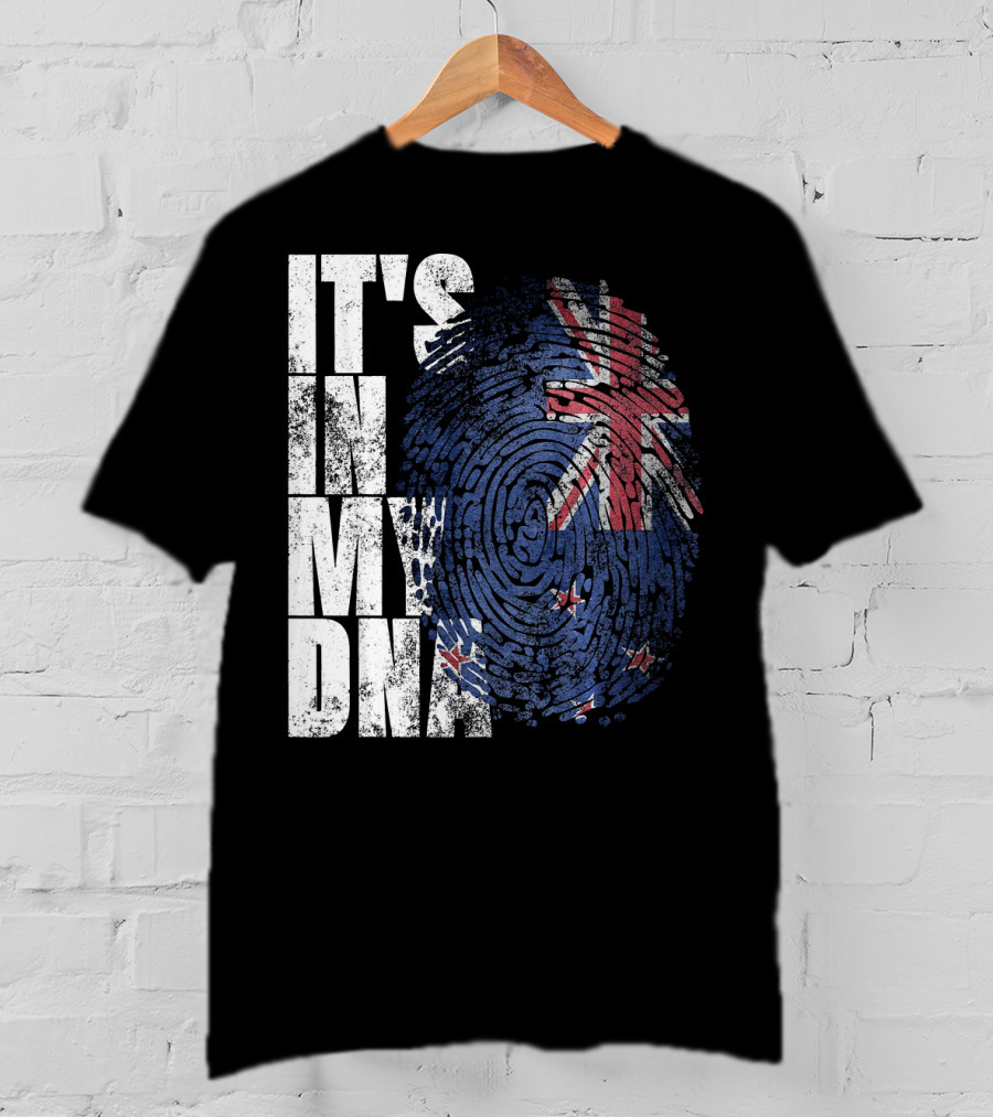 IT'S IN MY DNA New Zealand Maori Kiwi Flag Fingerprint T-Shirt