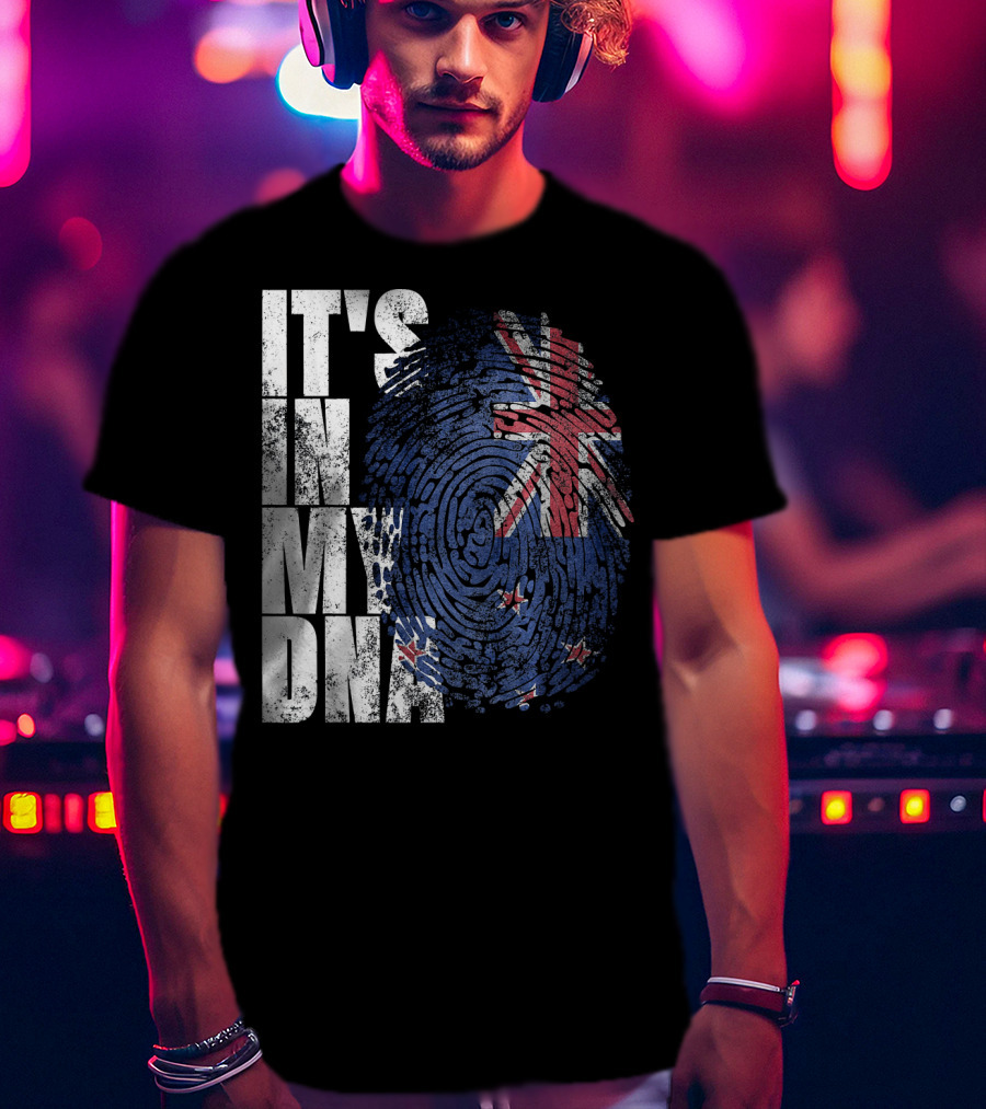 IT'S IN MY DNA New Zealand Maori Kiwi Flag Fingerprint T-Shirt