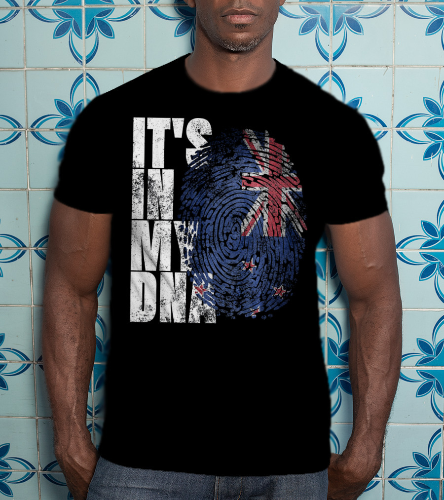 IT'S IN MY DNA New Zealand Maori Kiwi Flag Fingerprint T-Shirt