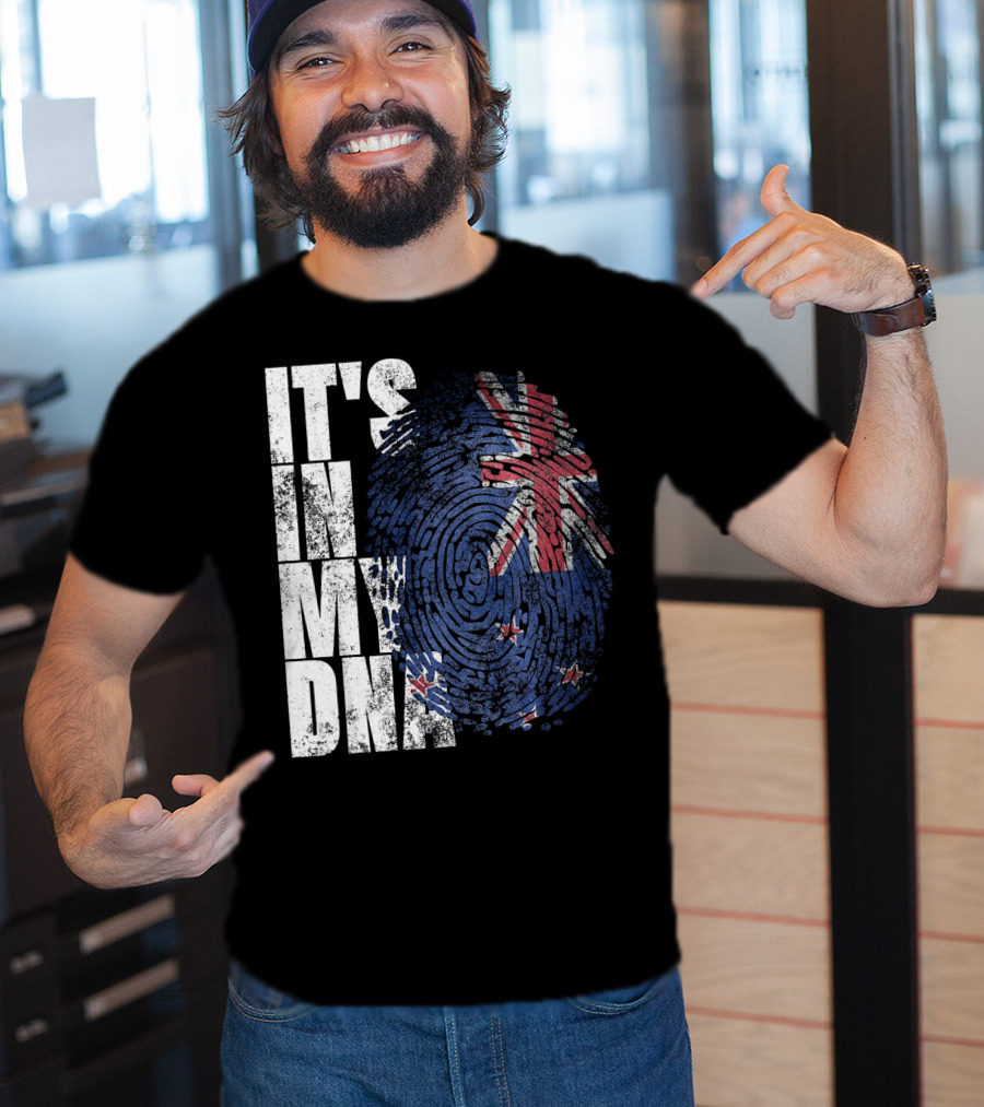 IT'S IN MY DNA New Zealand Maori Kiwi Flag Fingerprint T-Shirt