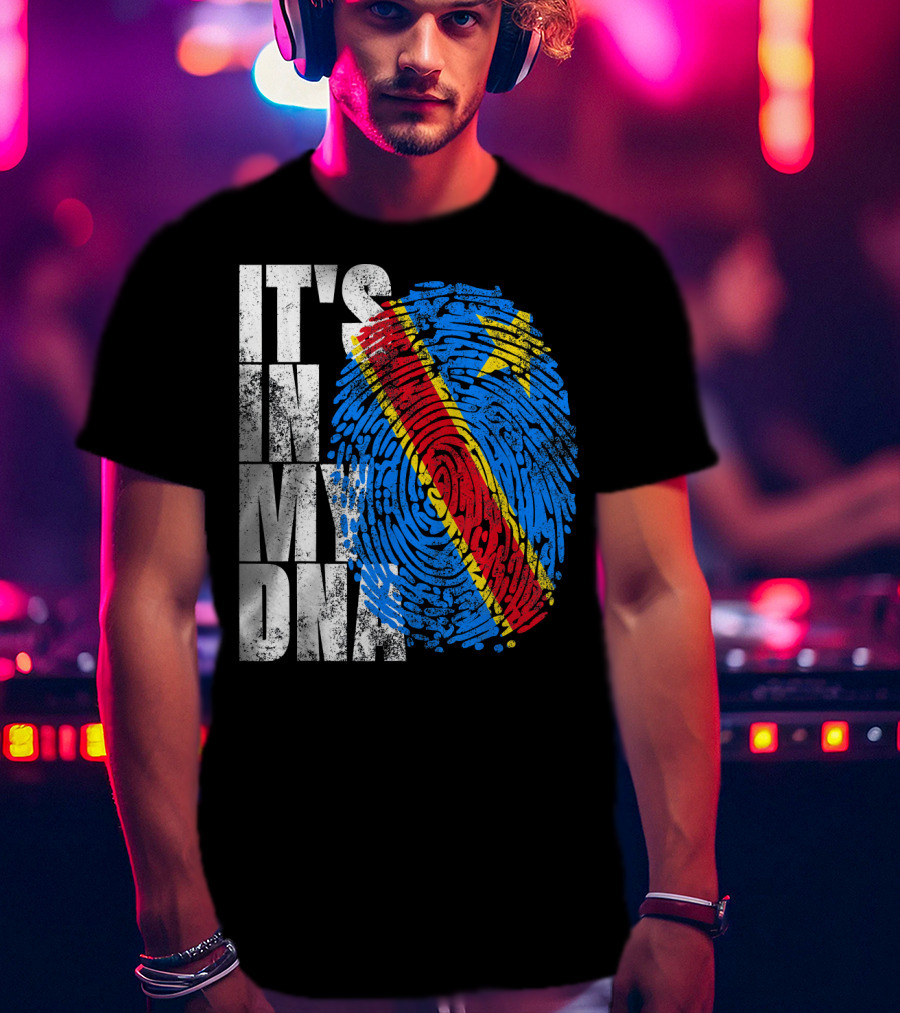 It's In My DNA Congo Flag Fingerprint Afro T-Shirt