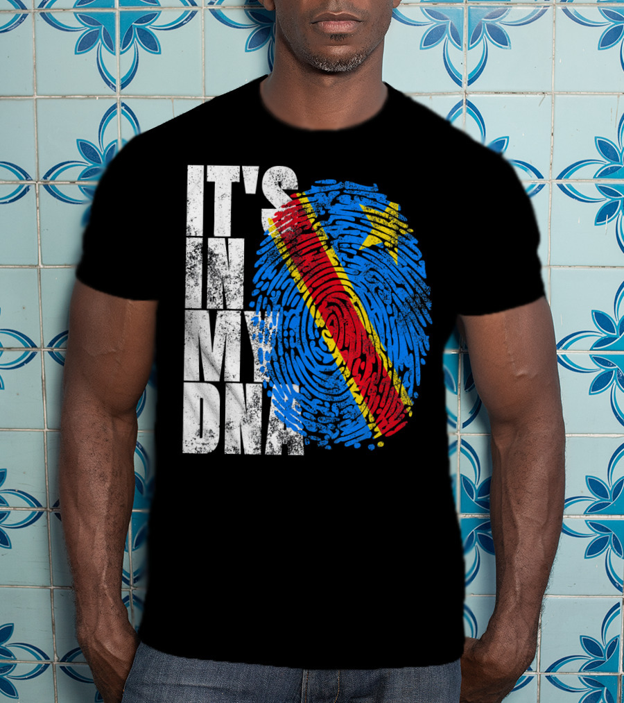 It's In My DNA Congo Flag Fingerprint Afro T-Shirt