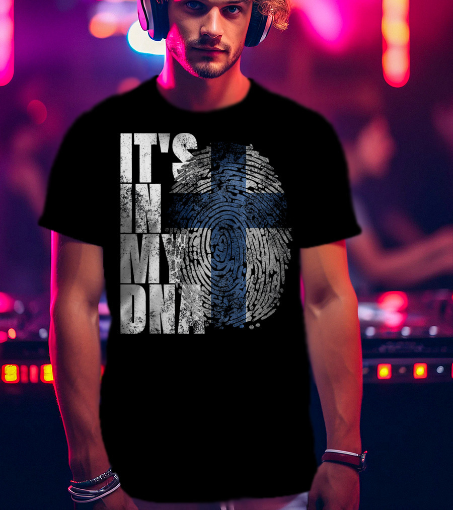 It's In My DNA Finnish Suomi Finland Fingerprint Flag T-Shirt