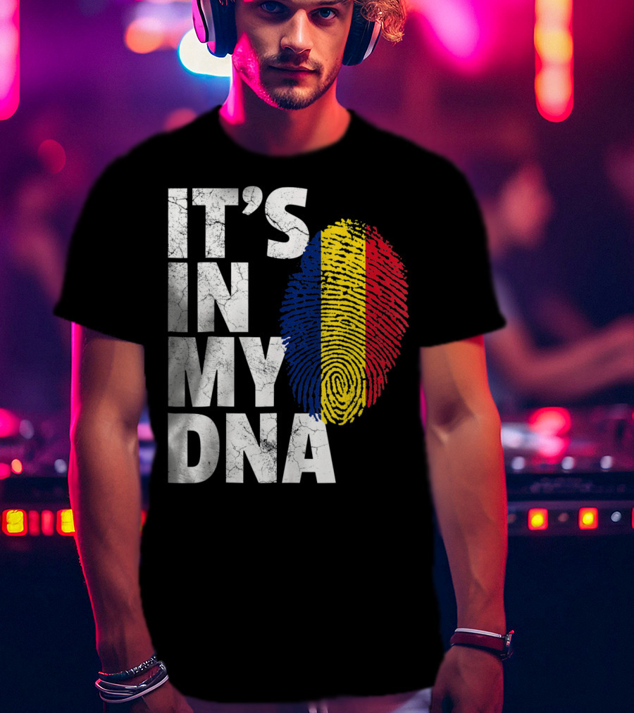 IT'S IN MY DNA Romanian Flag Fingerprint T-Shirt