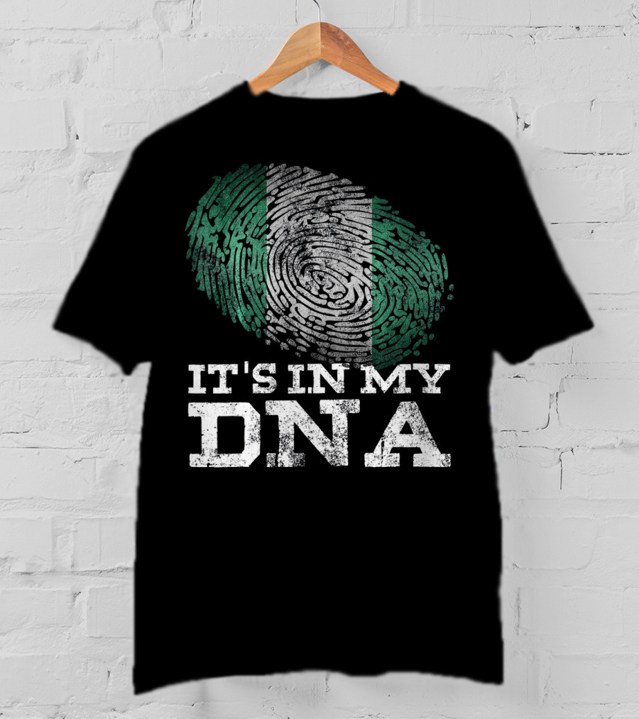It's In My DNA Nigerian Flag Fingerprint Afro T-Shirt