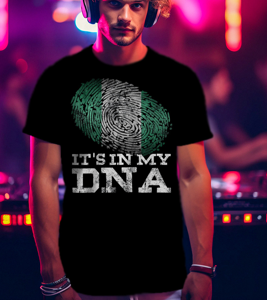 It's In My DNA Nigerian Flag Fingerprint Afro T-Shirt