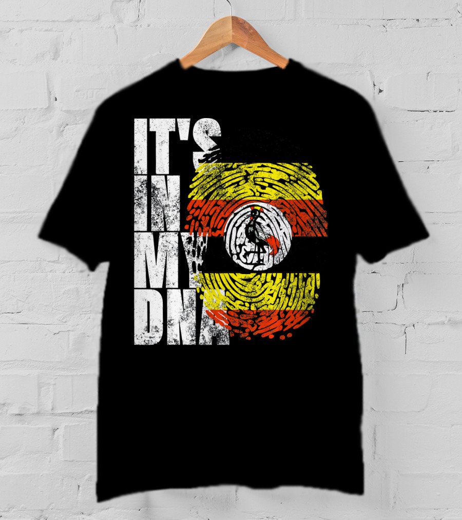 It's In My DNA Uganda African American Flag Fingerprint T-Shirt