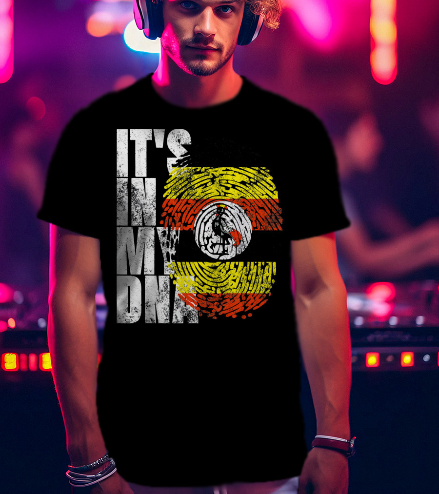 It's In My DNA Uganda African American Flag Fingerprint T-Shirt