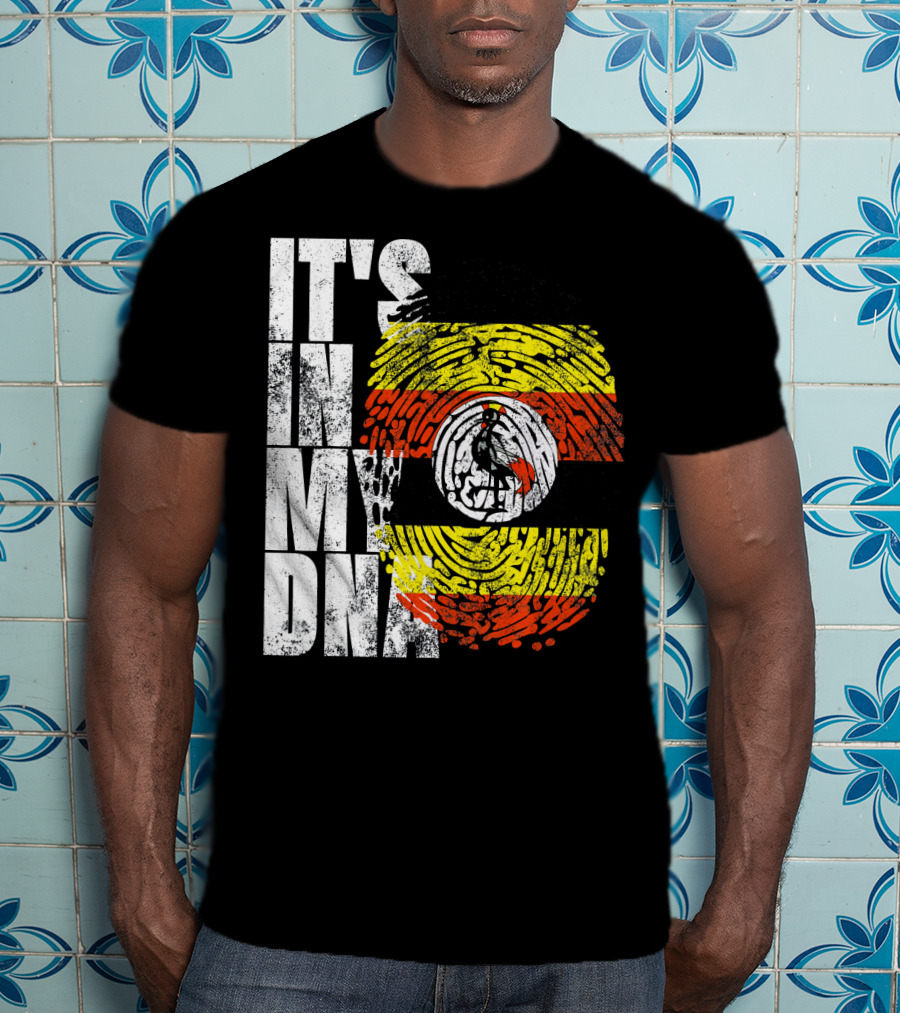 It's In My DNA Uganda African American Flag Fingerprint T-Shirt