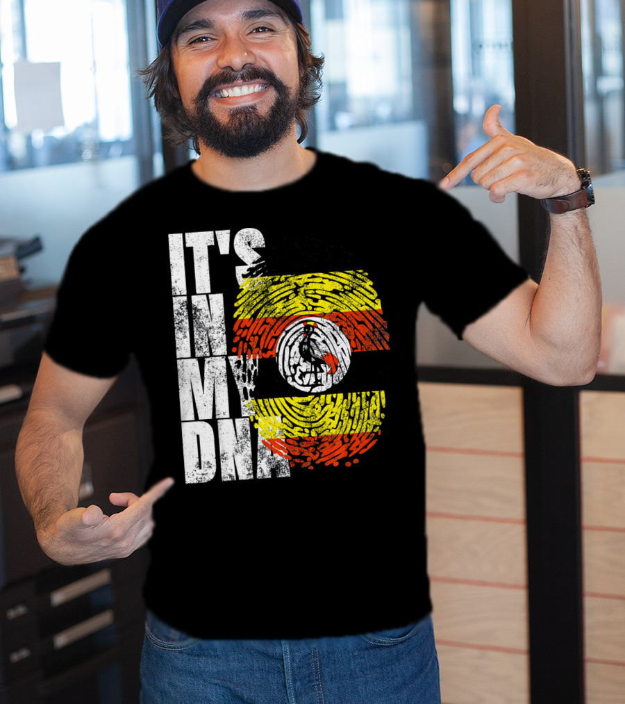 It's In My DNA Uganda African American Flag Fingerprint T-Shirt