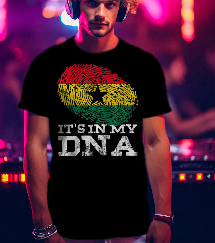 It's In My DNA Ghanaian African Fingerprint Flag T-Shirt