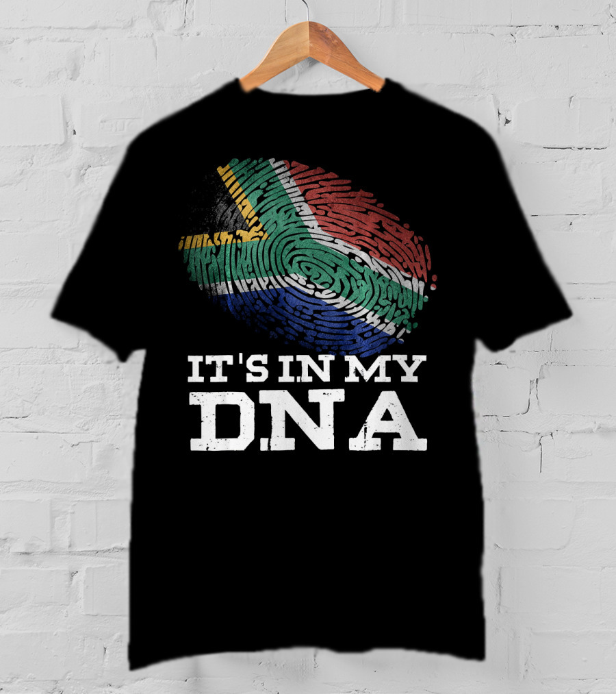 It's In My DNA South African Flag Fingerprint T-Shirt