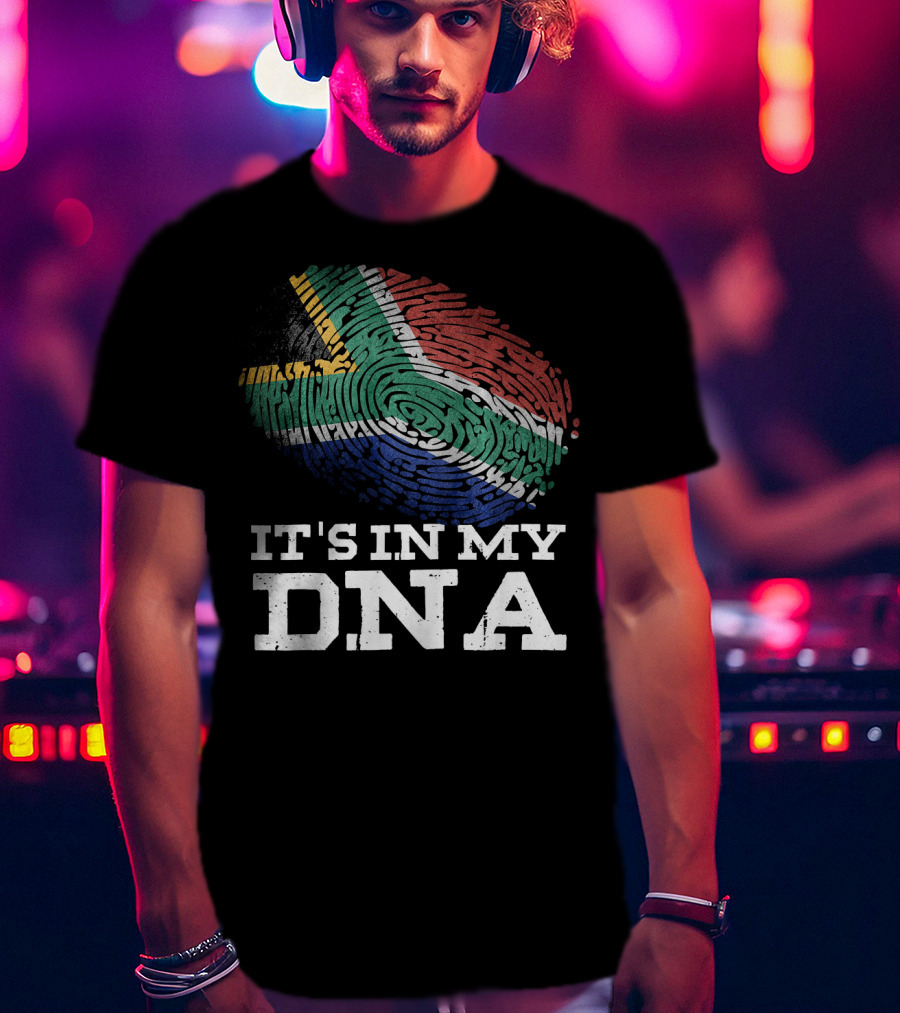 It's In My DNA South African Flag Fingerprint T-Shirt