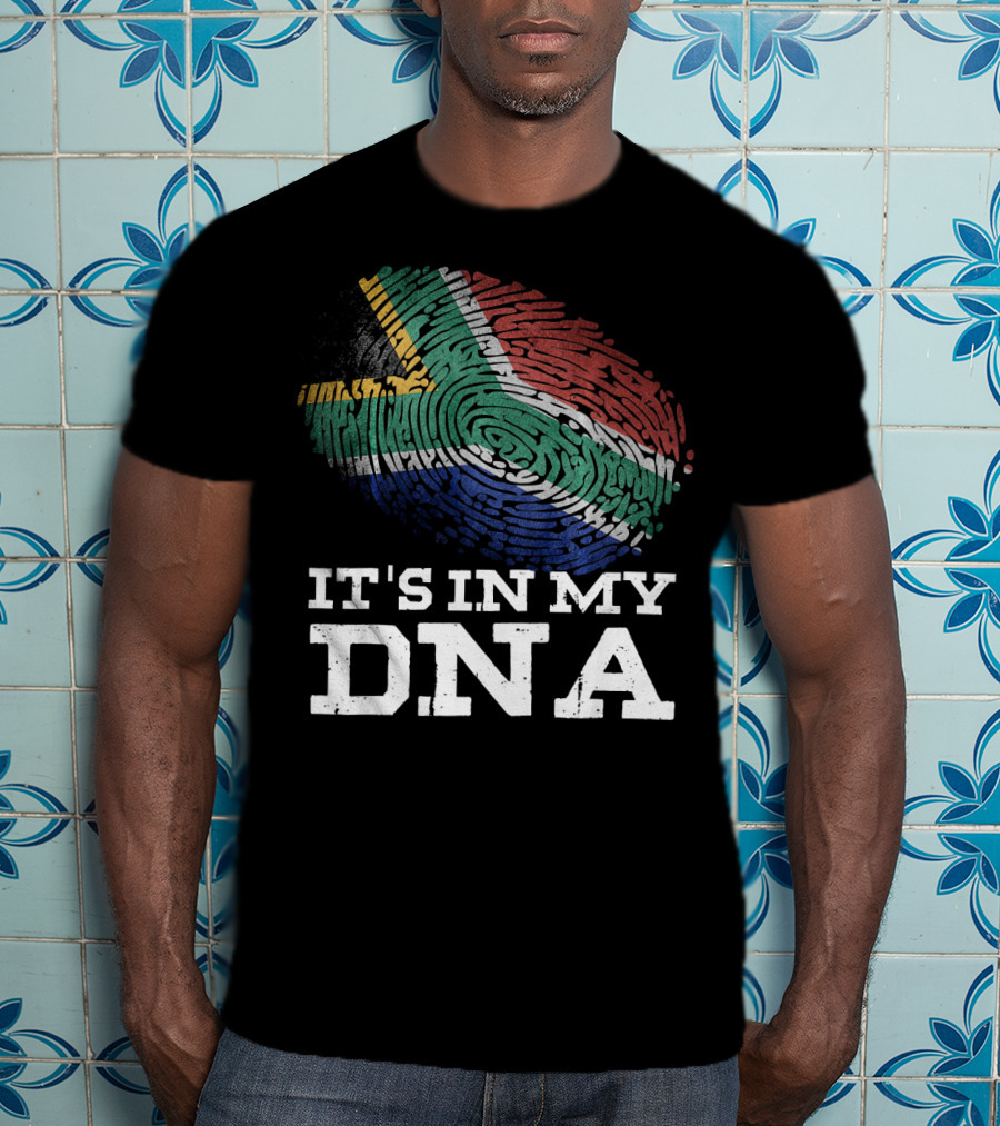 It's In My DNA South African Flag Fingerprint T-Shirt