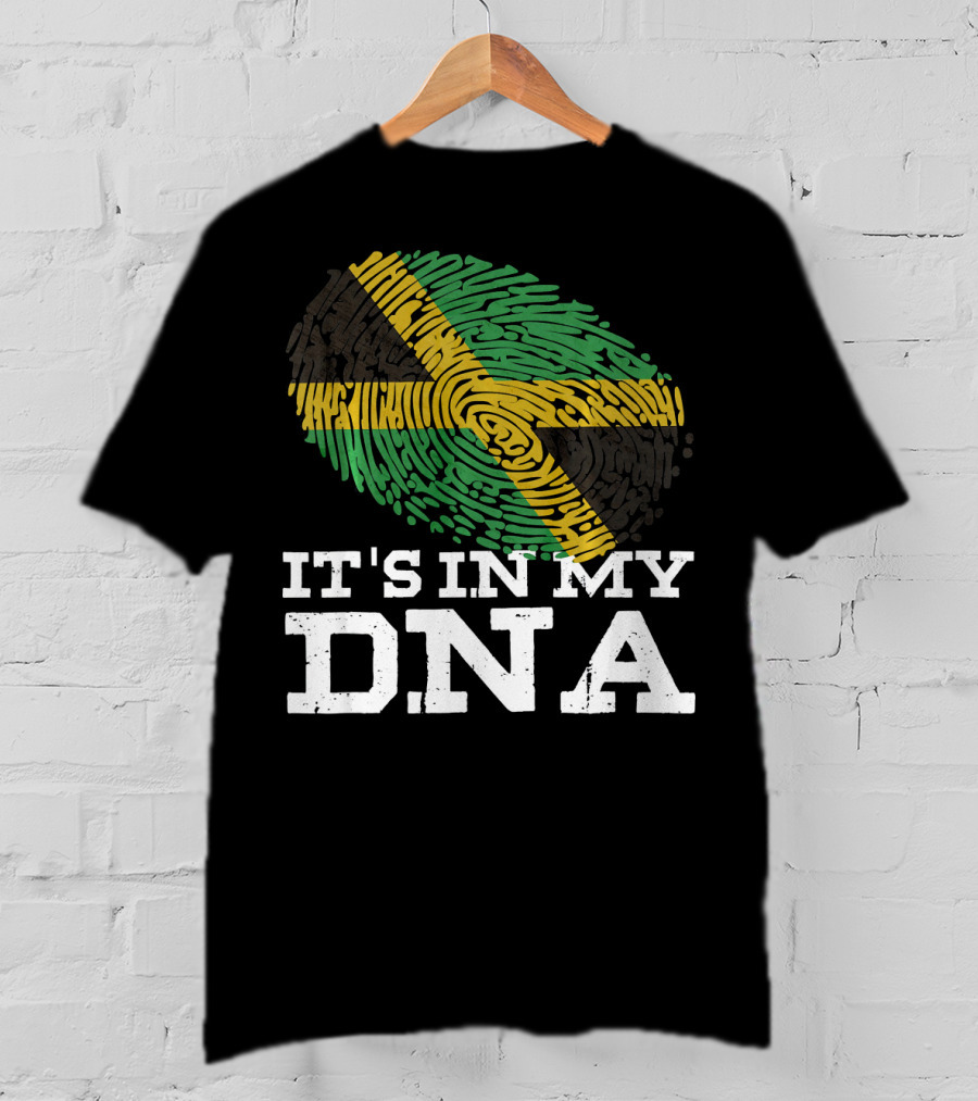 It's In My DNA Jamaican Pride Fingerprint Flag T-Shirt