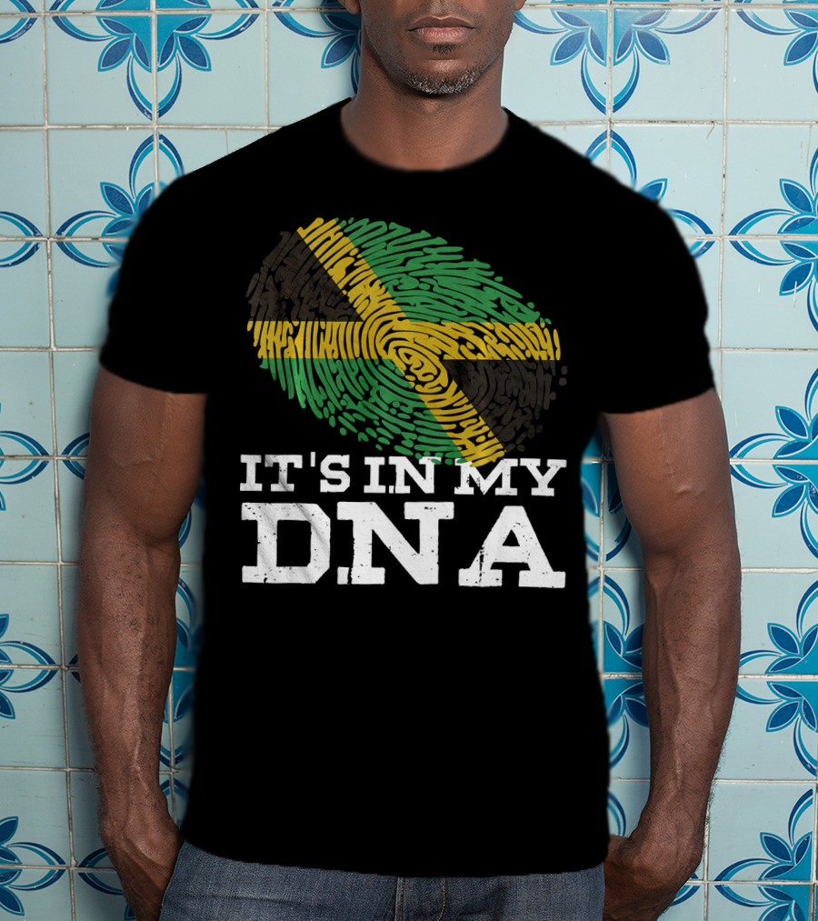It's In My DNA Jamaican Pride Fingerprint Flag T-Shirt
