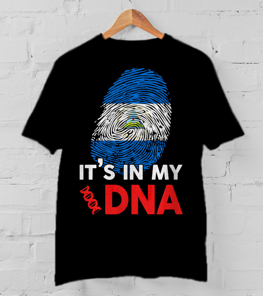 Nicaragua Flag Fingerprint It's In My DNA T-Shirt