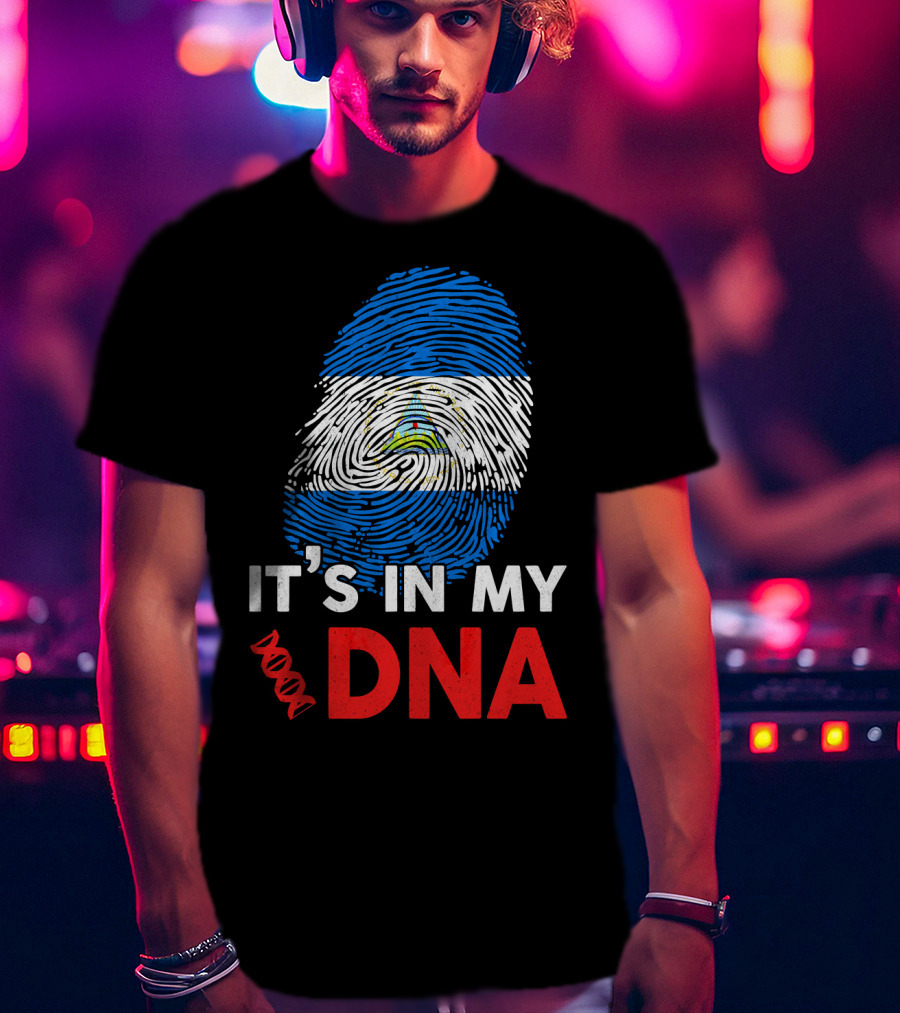 Nicaragua Flag Fingerprint It's In My DNA T-Shirt
