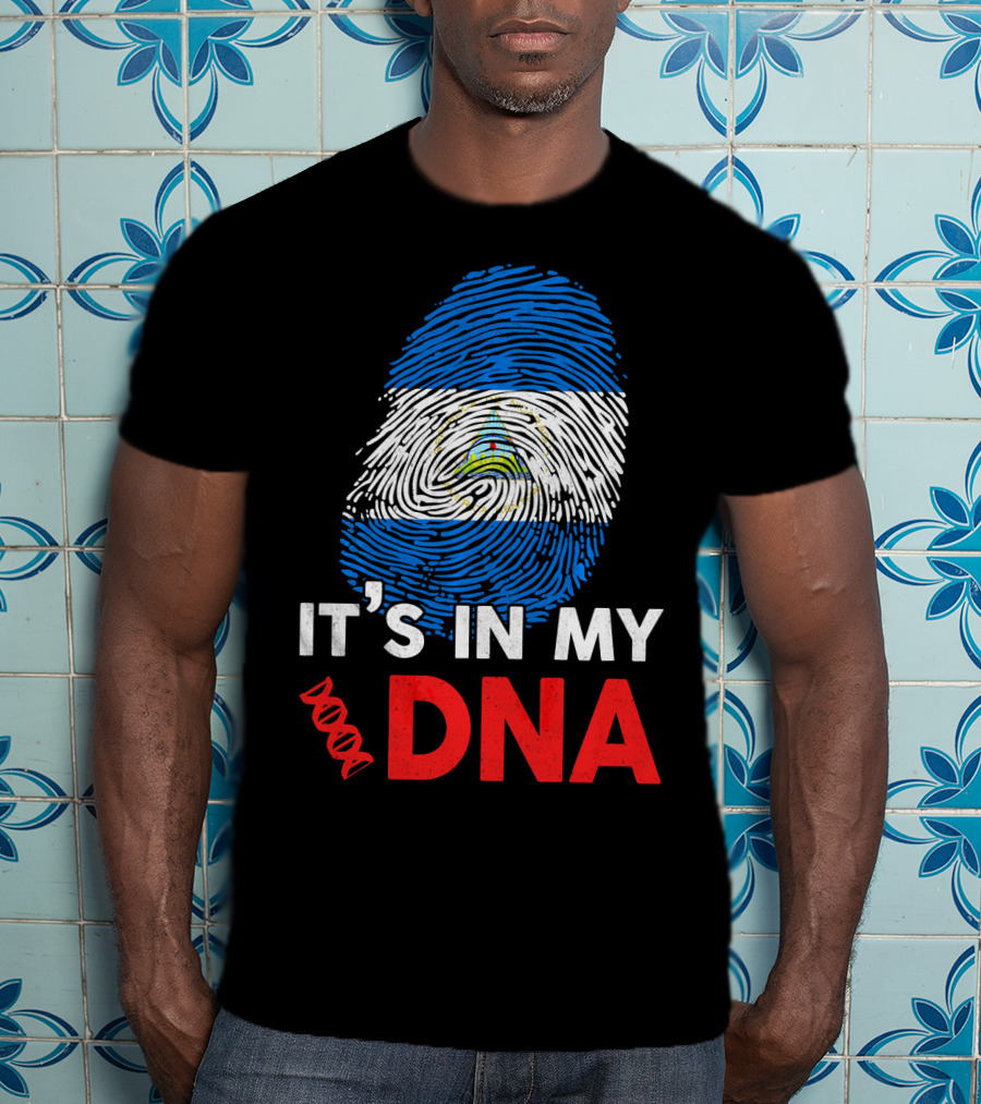 Nicaragua Flag Fingerprint It's In My DNA T-Shirt