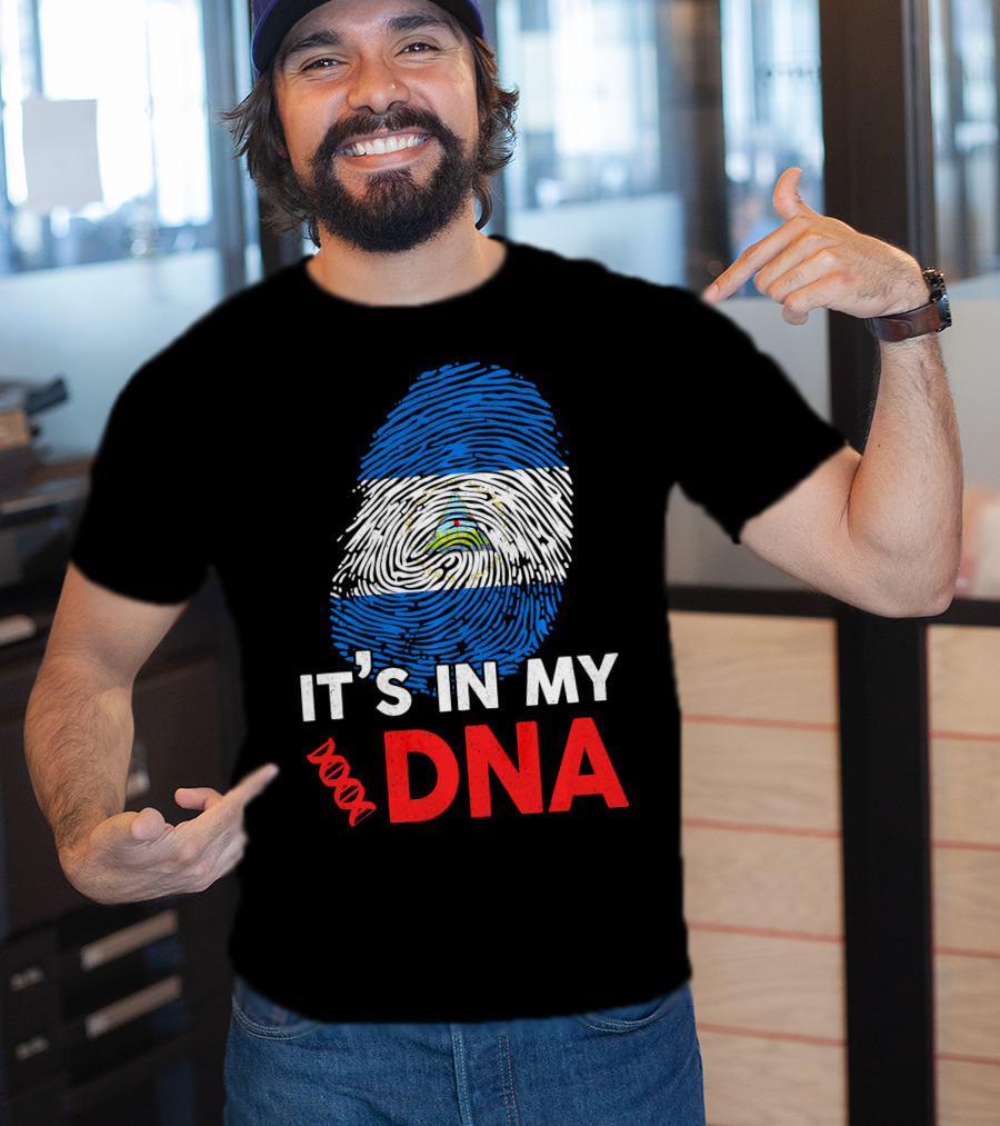 Nicaragua Flag Fingerprint It's In My DNA T-Shirt