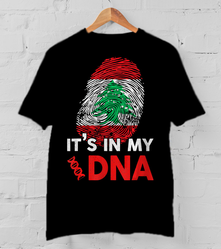 Lebanon It's In My DNA Lebanese Fingerprint Flag T-Shirt